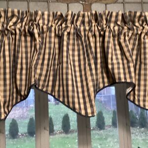 Plaid Green and Tan Window Valance